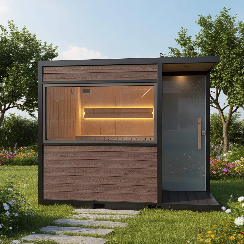 Compact Outdoor Sauna House for 6-8 People Waterproof and Fireproof