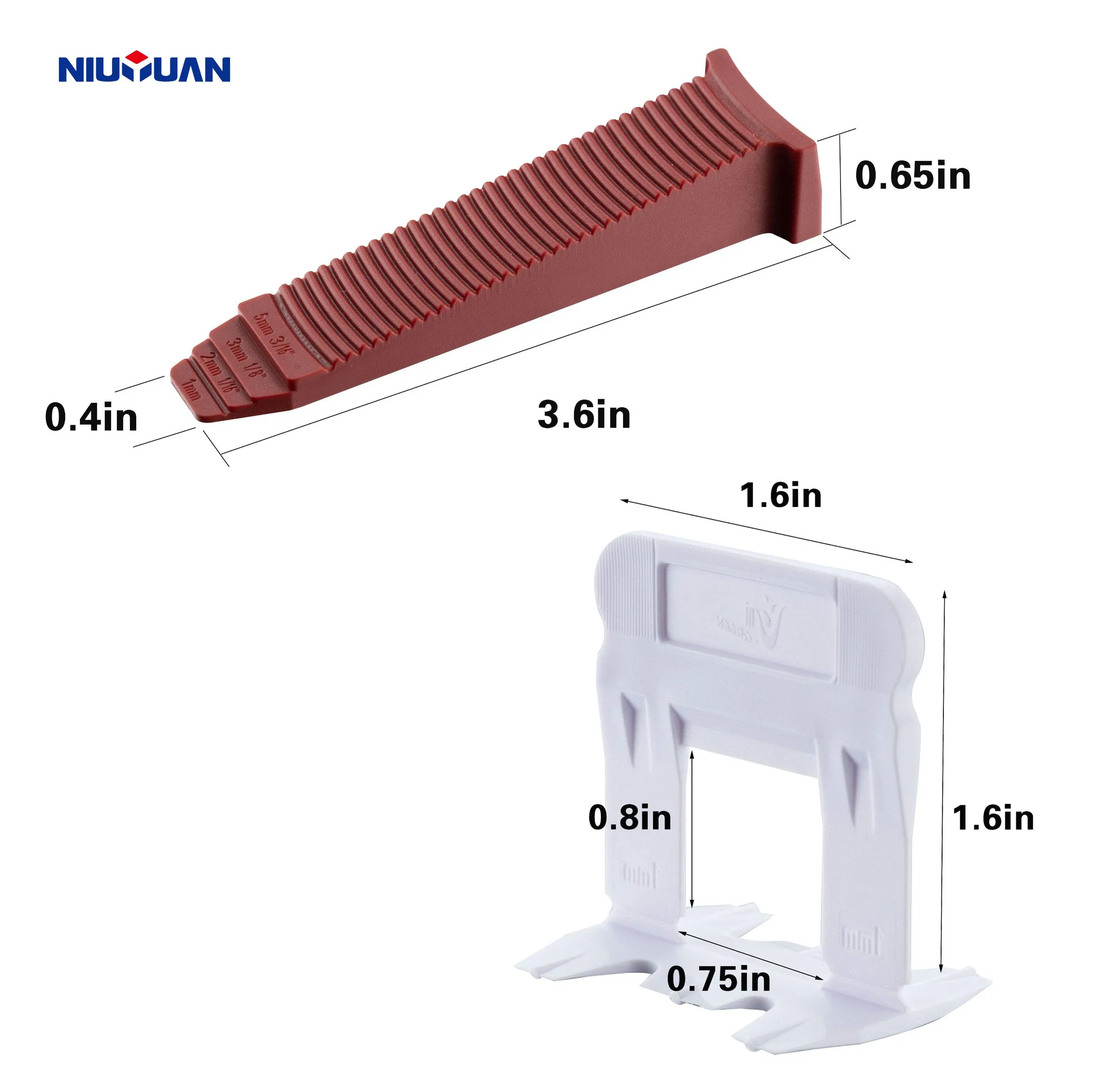 Plastic Tile Leveling System 100 Pieces Leveling Spacer Clips and 100 Pieces Reusable Wedges (1mm)