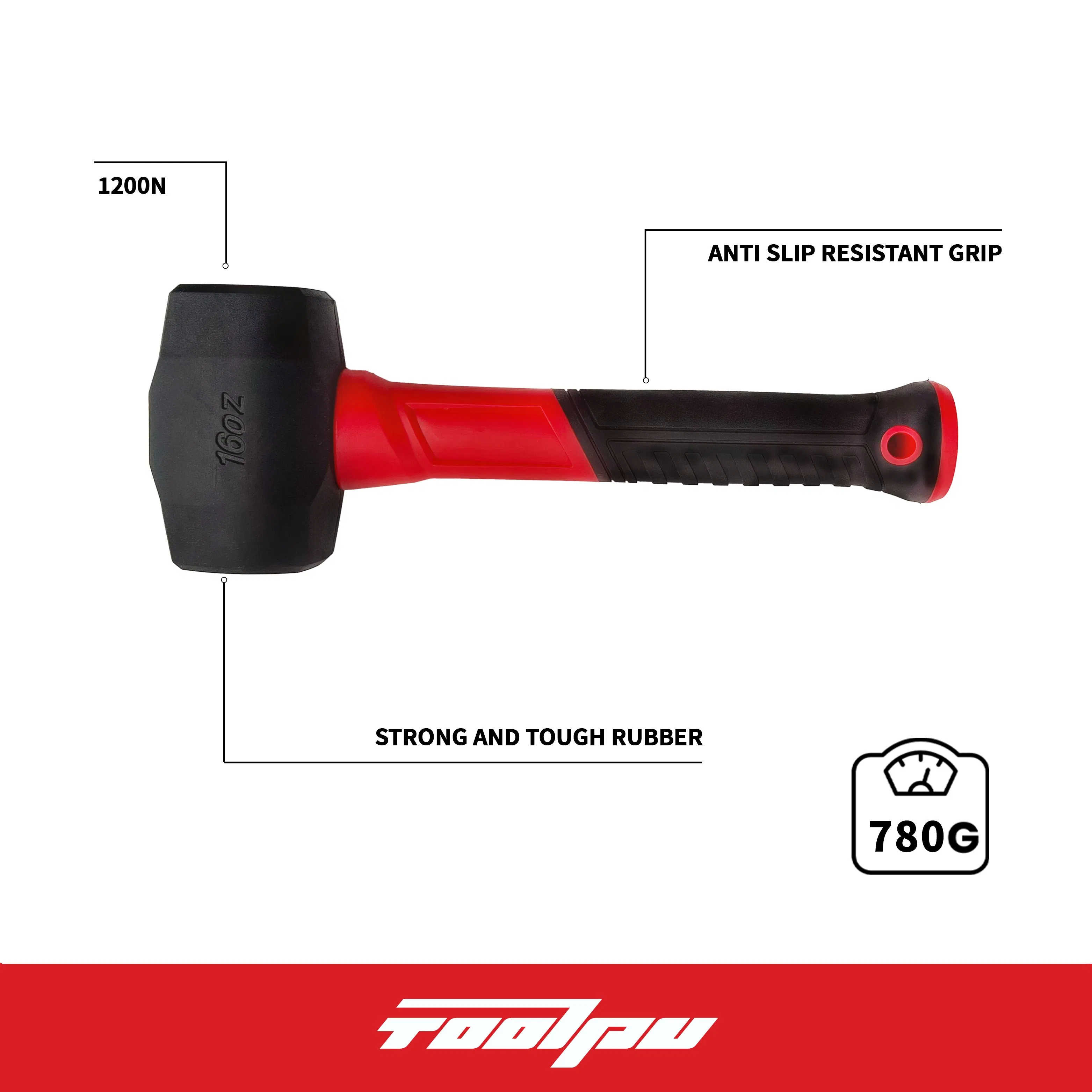 Резиновая киянка 16oz с фиберглассовой ручкой