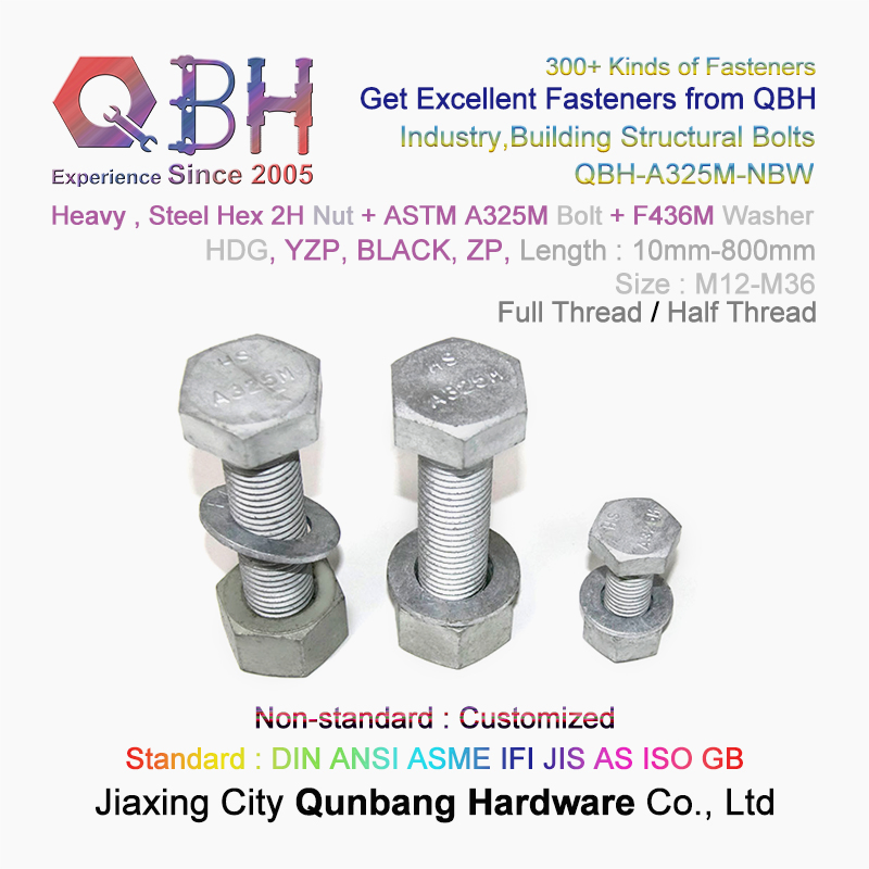 Qbh ASTM A325 A325m F3125/F3125m Industry Building Steel Structure Structural Joints Mating I-Beams Scaffolding Heavy Hexagonal Hexagon Hex Bolt and Nut