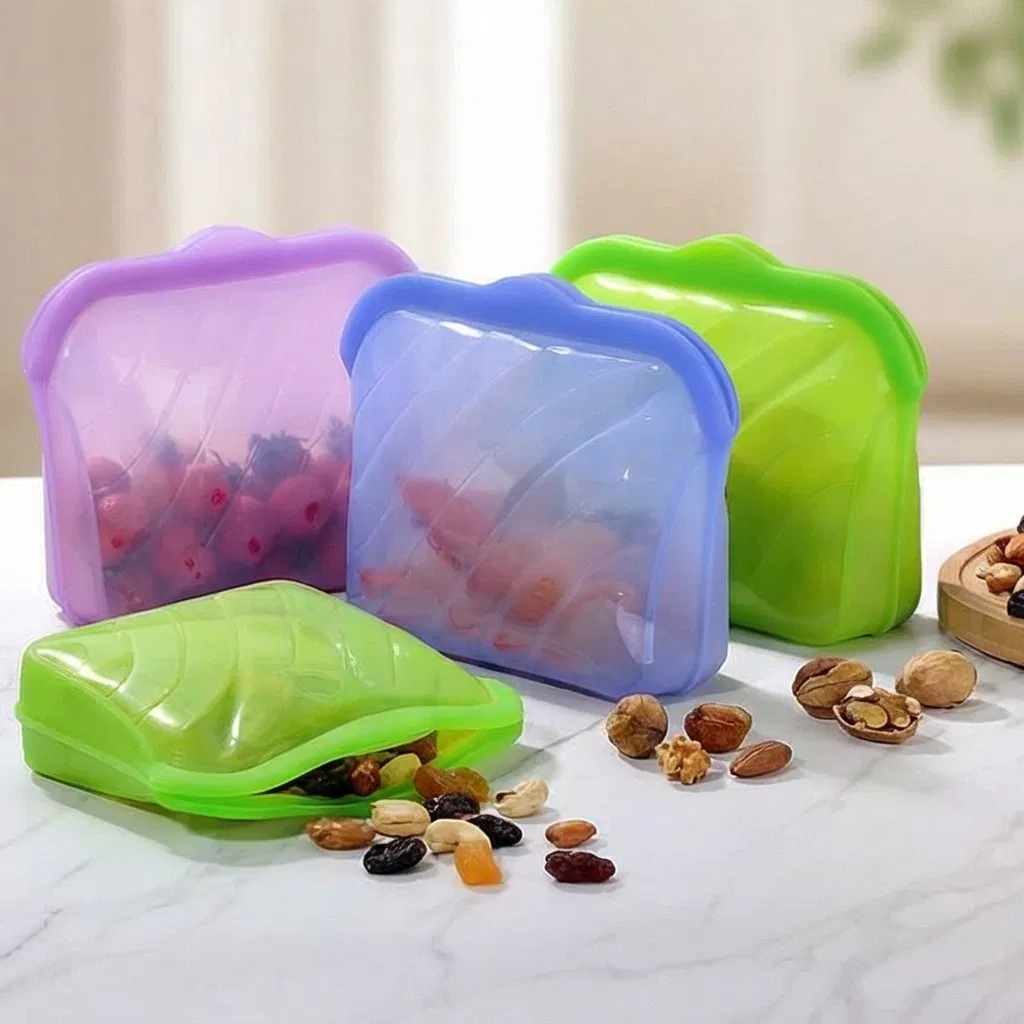 Modern Fresh-Keeping Large-Capacity Ziplock Storage Box Recyclable Silicone Food Storage Bag for outdoor