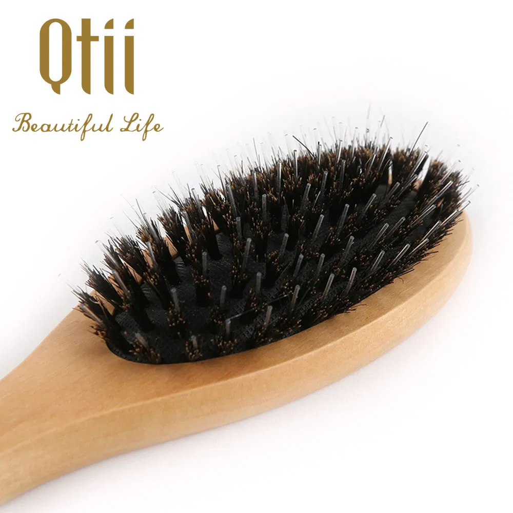 Овальная антистатическая массажная щетка из дерева