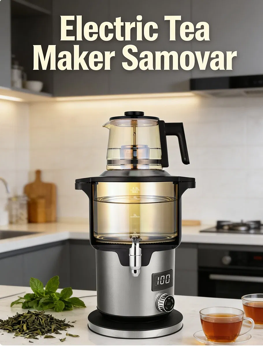 2-in-1 Digital Russian Electric Samovar Tea Maker Kettles Temperature Display Multifunctional Turkish Teapot Kettle Water Boiler