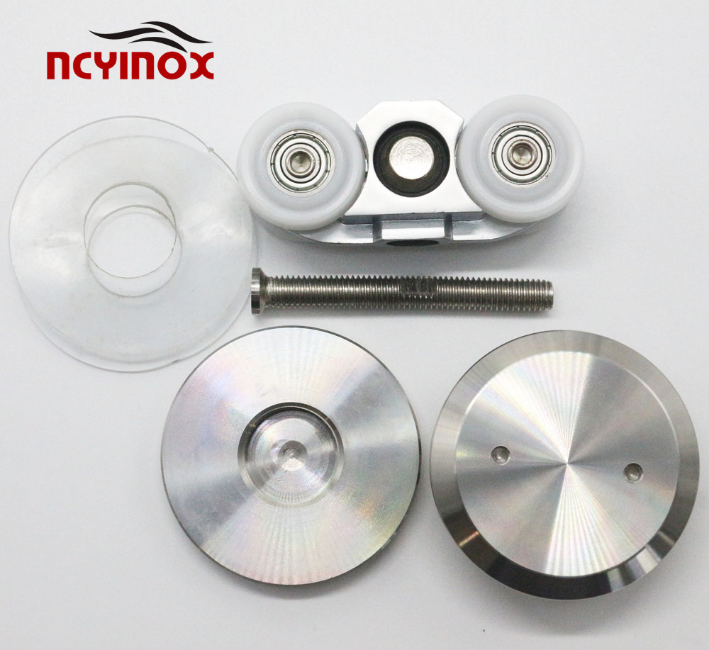 Stainless Steel Sliding Square Glass Fitting Door Roll Hanging Wheel