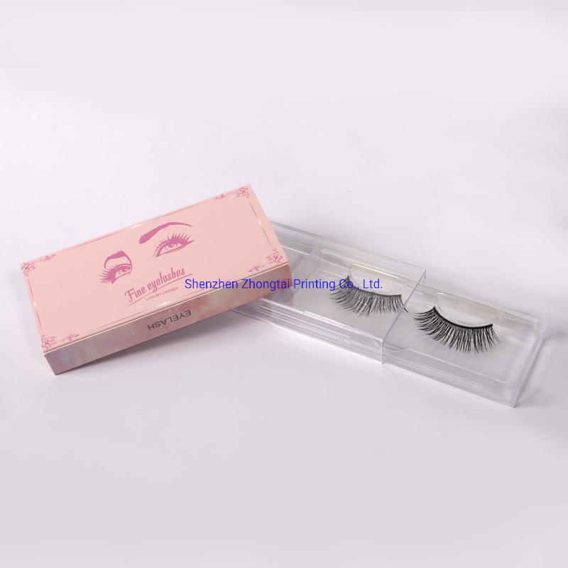 Glitter Unique Pink Paper Empty Custom Wig Eyelash Packaging Boxes