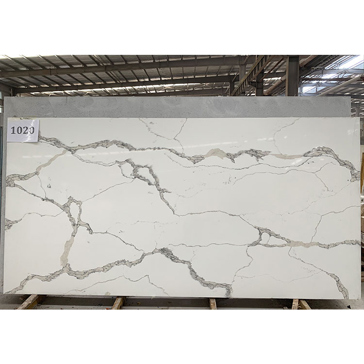 Italian Calacatta Marble Veins Engineered Stone Slab Quartz Wall Panel