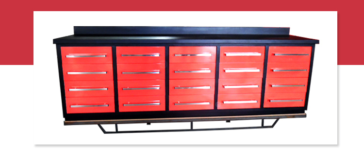112in 20drawer Steel Roller Tool Storage Cabinet with Wooden Top