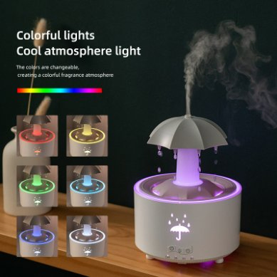 Raindrop Essential Oil Diffuser Umbrella Ultrasonic Humidifier Desktop Remote Control Air Scent Machine