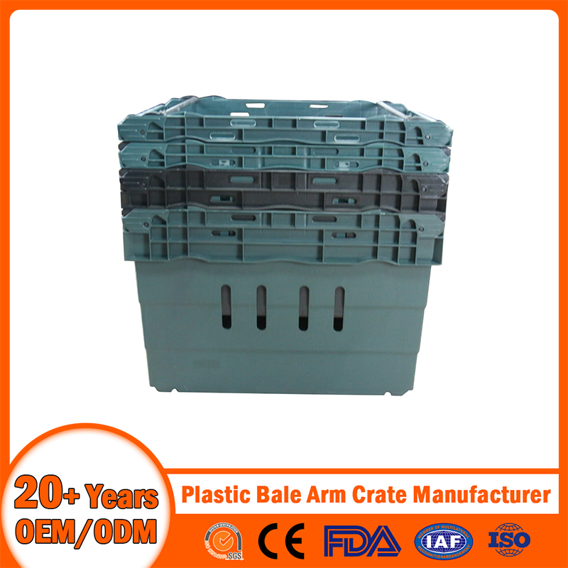China Plastic Bale Arm Crate Manufacturer Stackable/ /Nestable/Lobster/EU/Euo Moving Mesh Turnover Logistic/Bread/Egg/Beer Crate Tote Plastic Bale Arm Crate