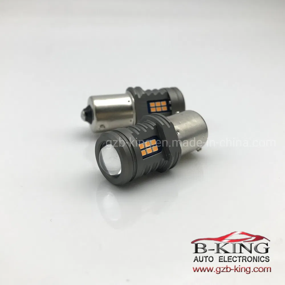 Светодиодная лампа 1156 BA15S для поворотников, янтарная