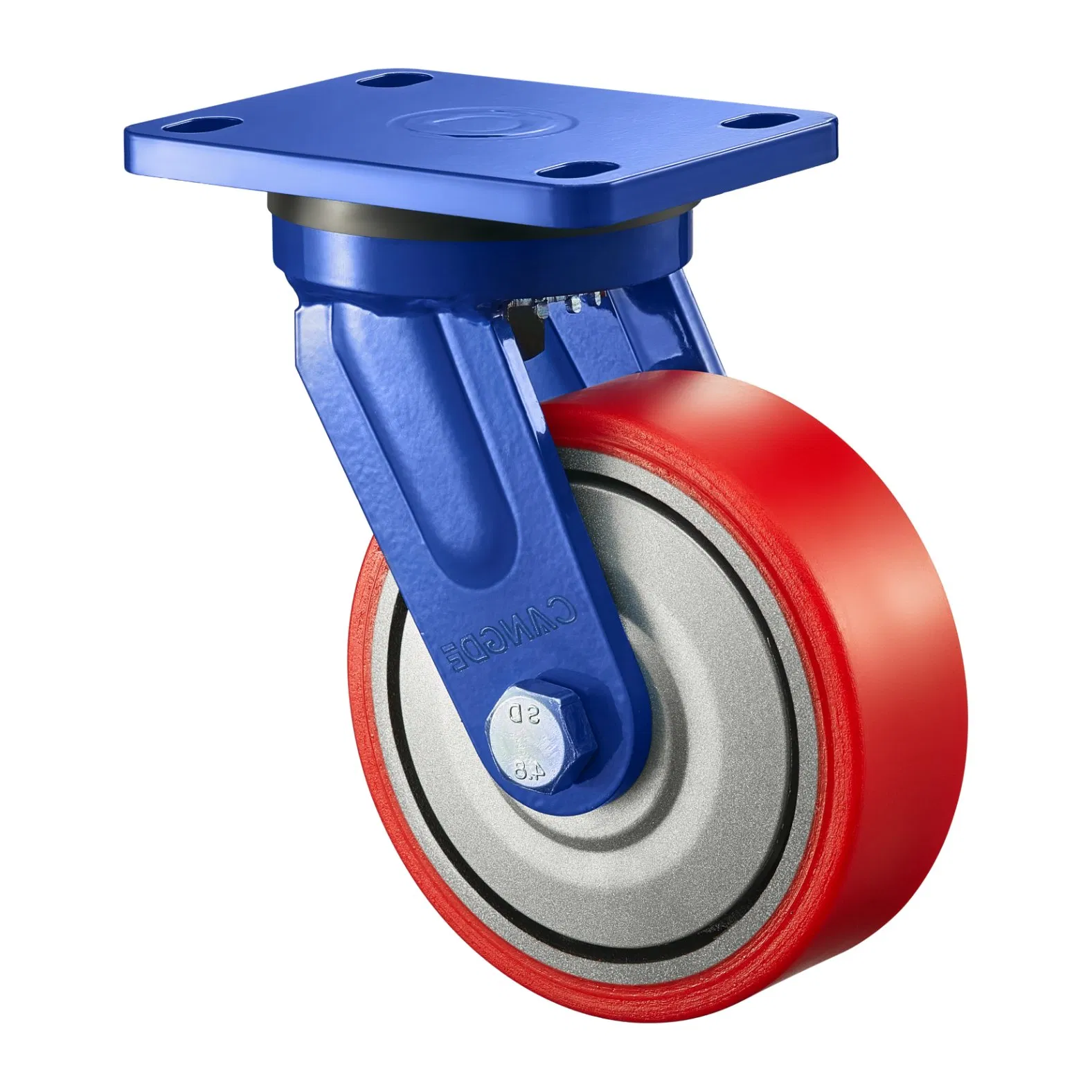 150mm Ultra Heavy Duty Industrial Castor 6 Inch Iron Core Red Polyurethane Swivel Caster