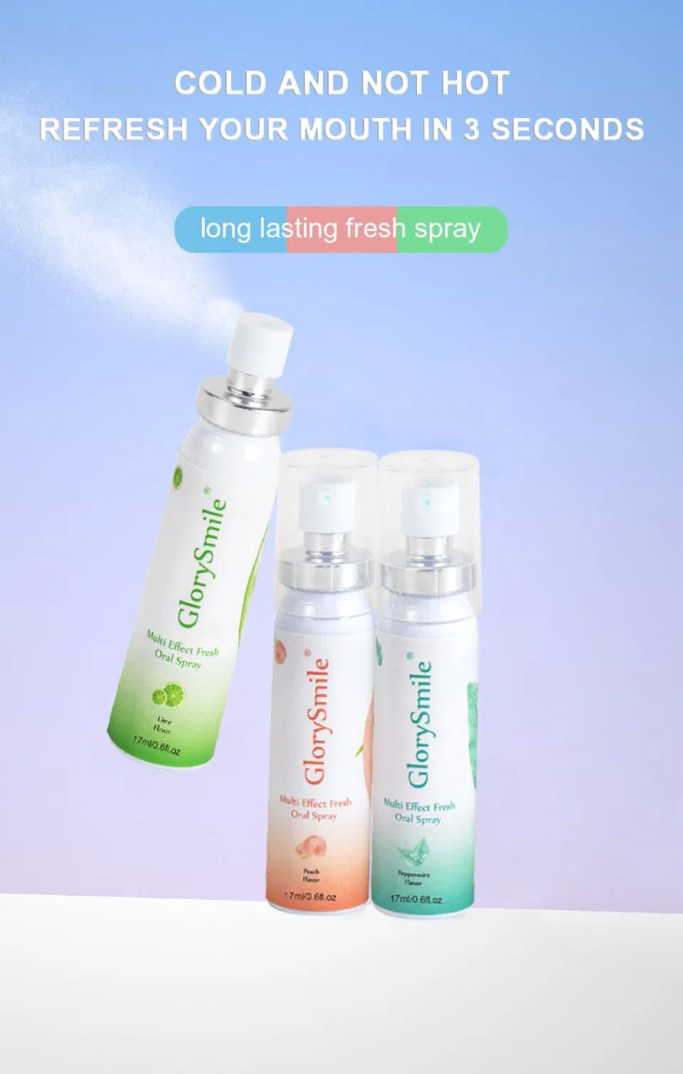 0 Alcohol Mint Flavor Portable Oral Refreshing Mouth Spray Reduce Odor Breath Fresheners Custom Logo