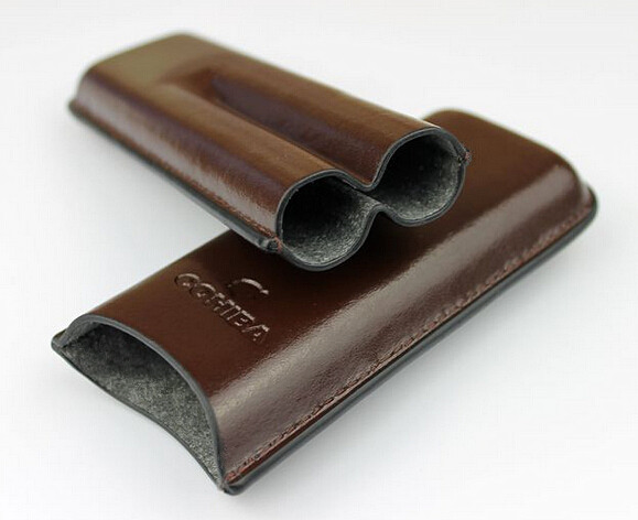 Three-Piece Portable Cowhide Leather Moisture-Proof Cigar Storage Holder Cases