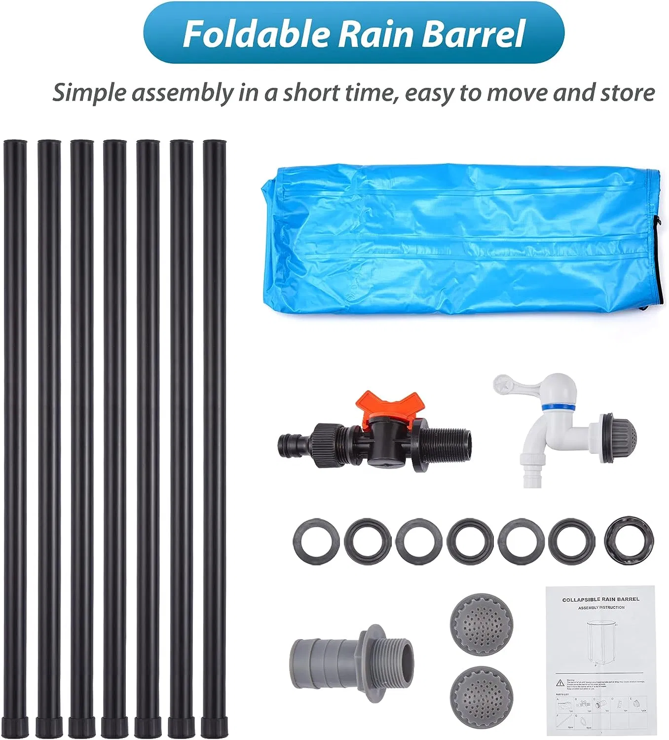 Rain Barrel Durable Water Butt Bucket PVC Durable Water Tank for Garden Water Tanks 100L-1000L