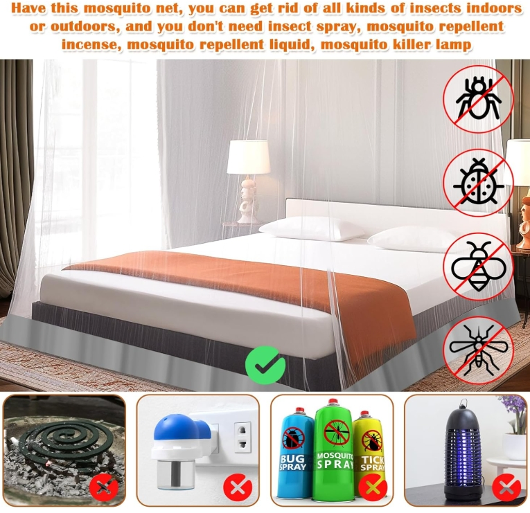 Square Mosquito Net for Queen Size Bed 2 Openings Netting Mosquito Net for Beds