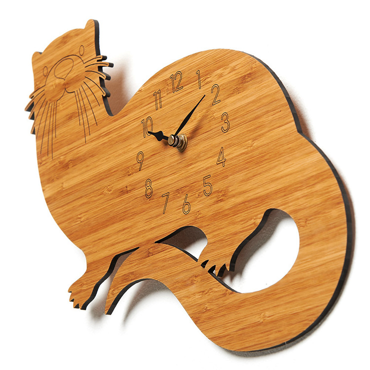 Cartoon Style Dinosaur Bamboo Wood Kids Clock Children Wall Clock