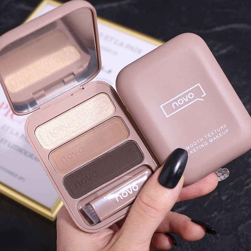 Novo Women′ S Waterproof Long-Lasting Non-Marking Shadow Three-Color Eyebrow Powder