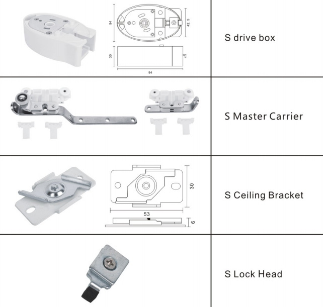 Motorized Curtain Track, S Motorise Curtain Track. Motor Components