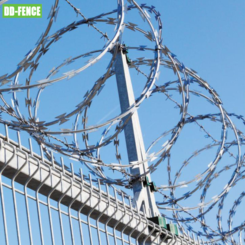 Hot DIP Galvanized Airport Fence High Security Prison Welded Wire Mesh Fence with Razor Barbed Wire