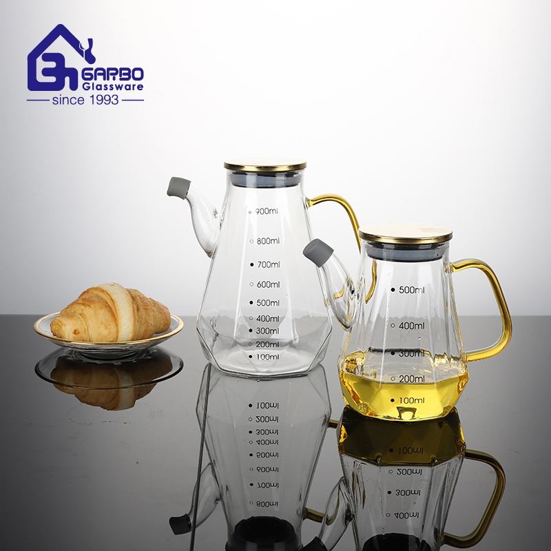 1L High Borosilicate Glass Kitchenware Oil Bottle with Bamboo Lid