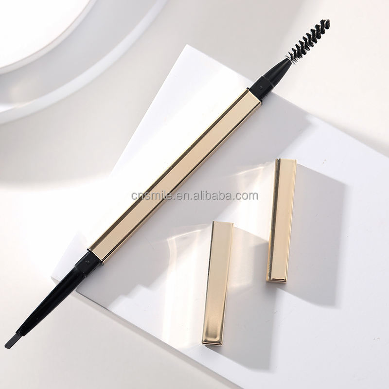Natural Makeup Double Heads Automatic Eyebrow Pencil Waterproof Long-Lasting Easy Ware Eyebrow Pen with Eyebrow Brush