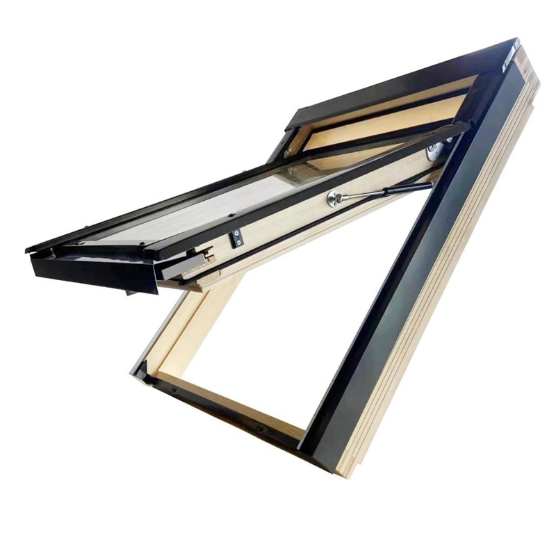 Eco-Friendly Top-Opening Aluminum Cladding Solid Wood Skylight Roof Window for Ventilation