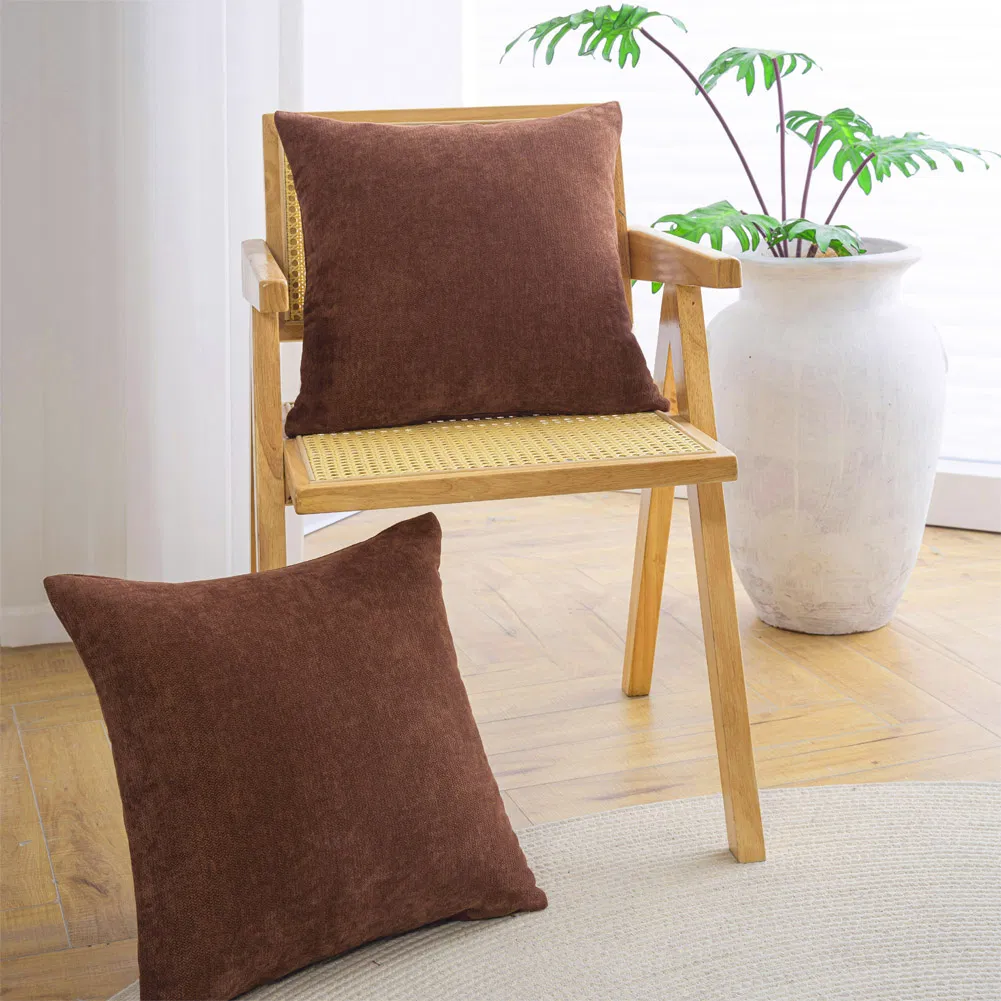 Chenille Pillow Covers 18X18 Inches Soft and Luxurious Decorative Throw Pillows for Couch, Bed, and Home Decor