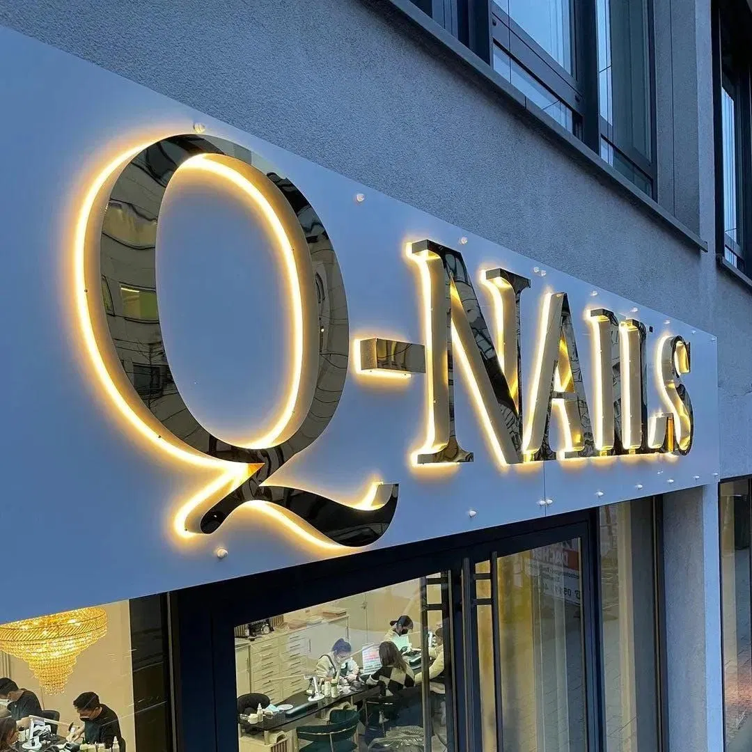 Custom Outdoor 3D Backlit Letters Advertising Acrylic Gold LED Light Signs