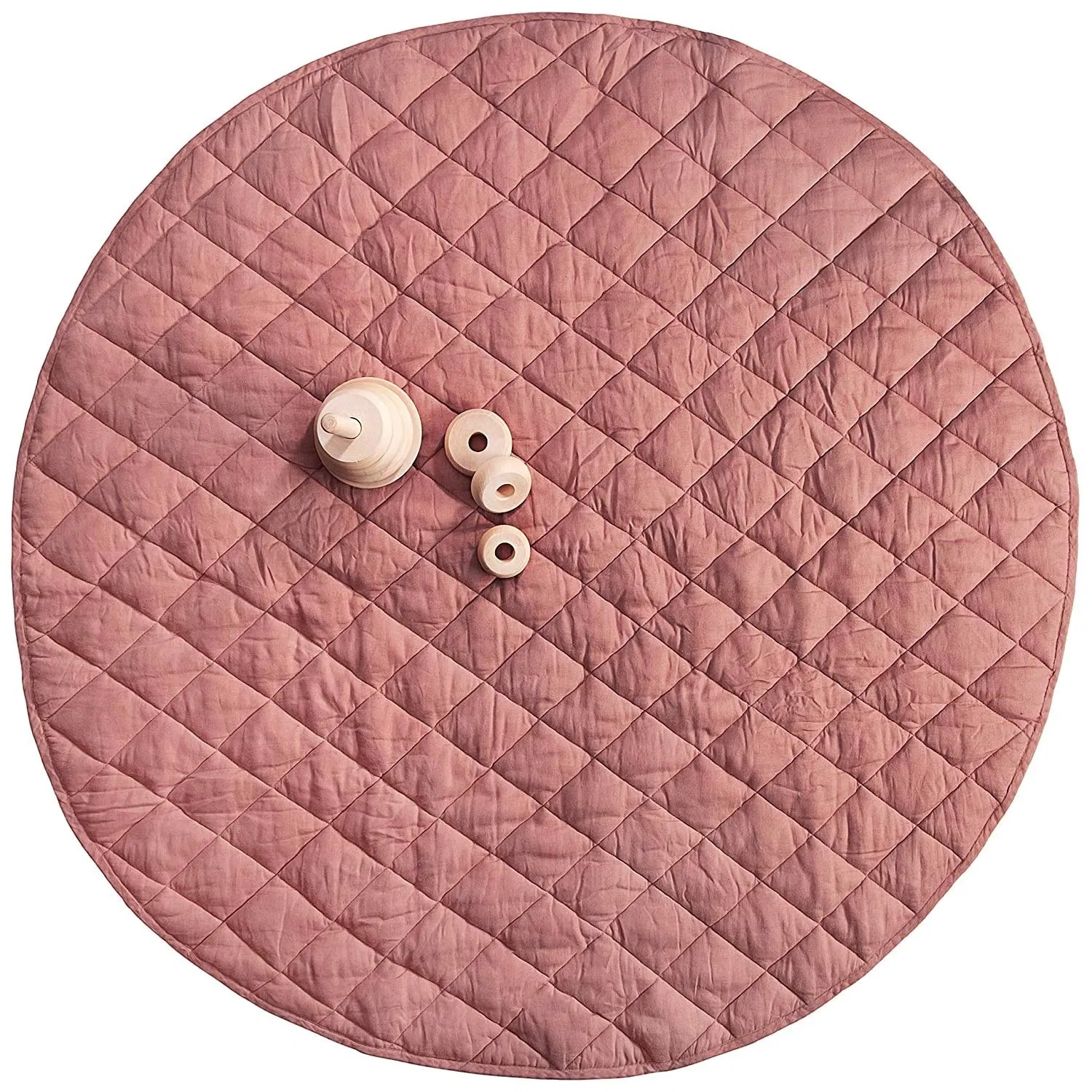 Round Cotton French Linen Soft Quilting Baby Play Mat Gym Mat for Kids