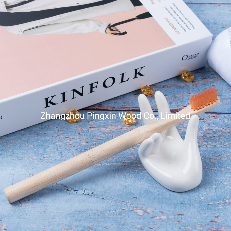 Disposable Bamboo Toothbrush with Round Bamboo Handled