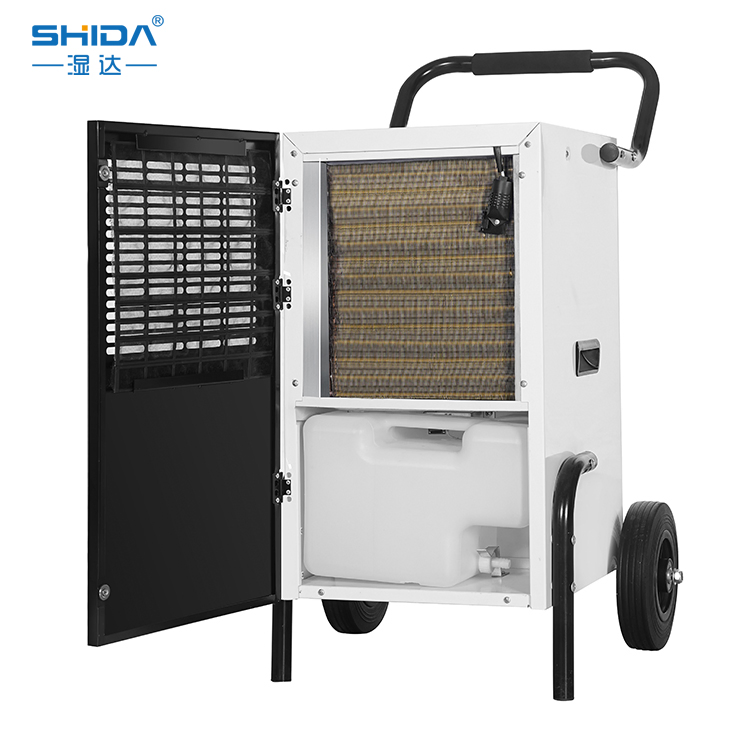 60L Portable Industrial Dehumidifier with Big Wheels for Mobility