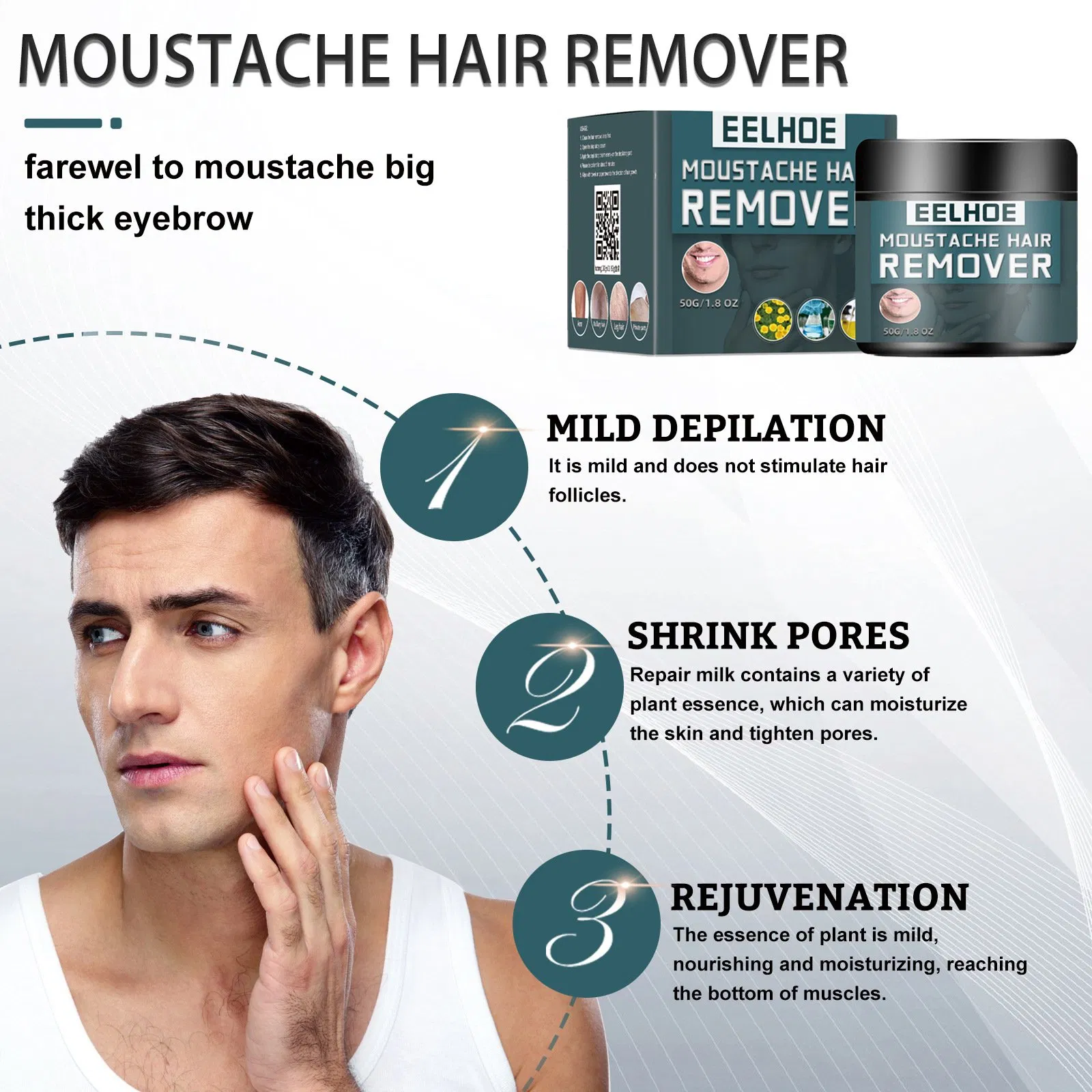 High Quality Men Facial Beard Armpit Leg Chest Hairs Clean Skin Nourishes Repair Hair Removal Cream