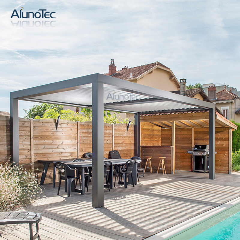Best Selling Backyard Terrace Electric Opening Roof Party Tent Patio Pavilion Gazebo Waterproof Garden Canopy Metal Pergola for BBQ