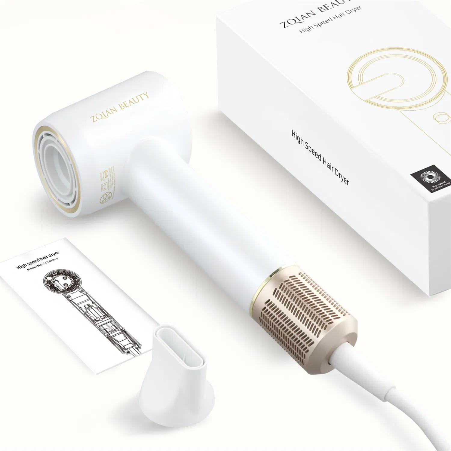 Fast Drying Hair Dryer 110000 Rpm Brushless Motor Ionic Blow Dryer Portable Hair Dryers with Magnetic Nozzle