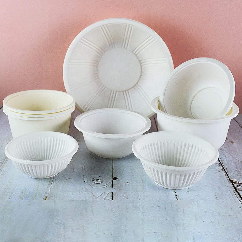 Custom Printed Disposable Biodegradable Food Containers Compostable Cornstarch Bowl