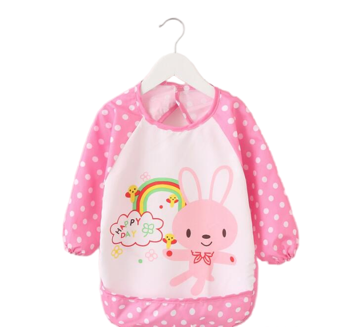 Animal Printing Cloth Baby Bibs Smock Children Bib Burp Long Sleeve Baby Clothes for Having Dinner