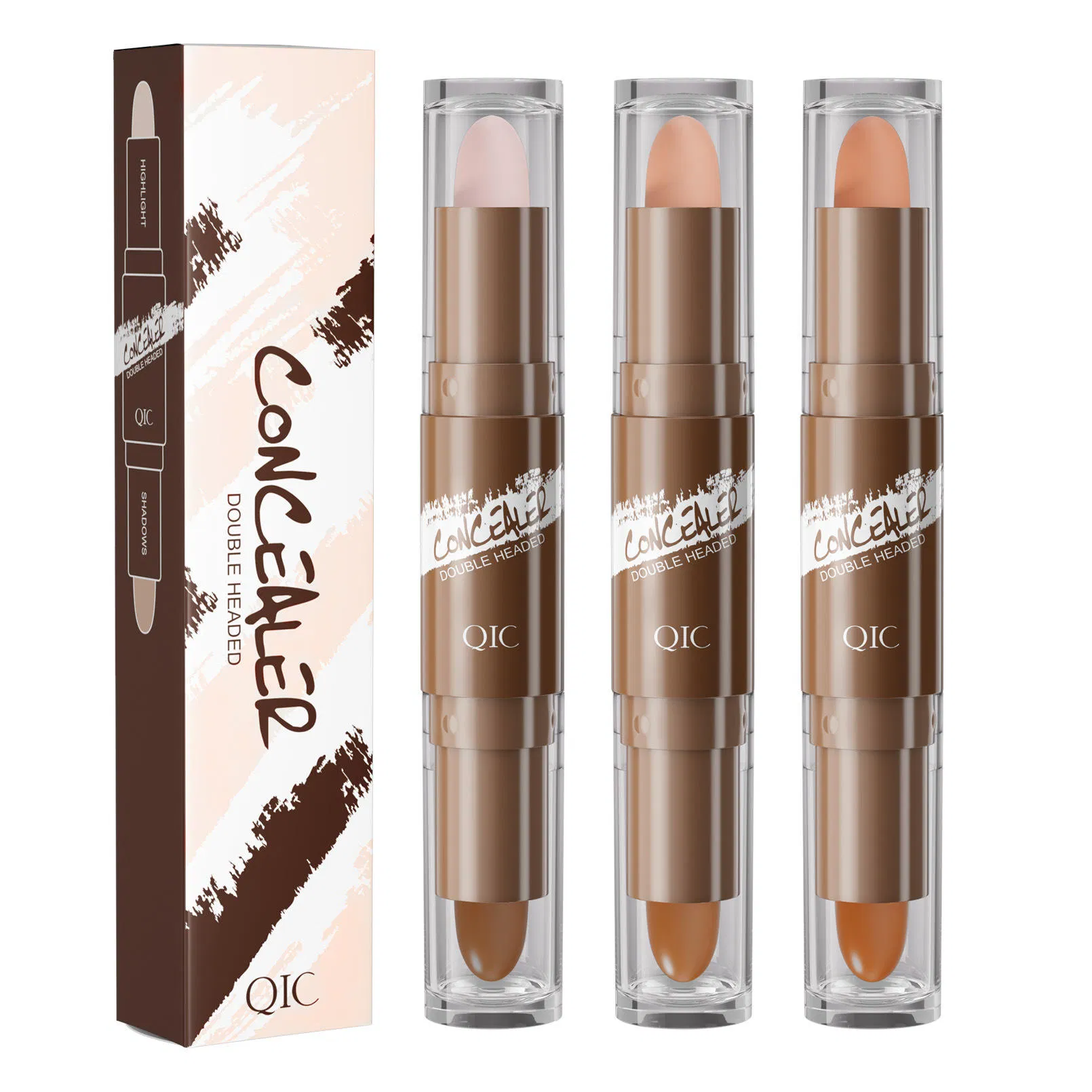 for Multi-Color Brightening Double-Head Concealer Stick Pen High-Gloss Shadow Q525 Unisex Cross-Border Color Makeup