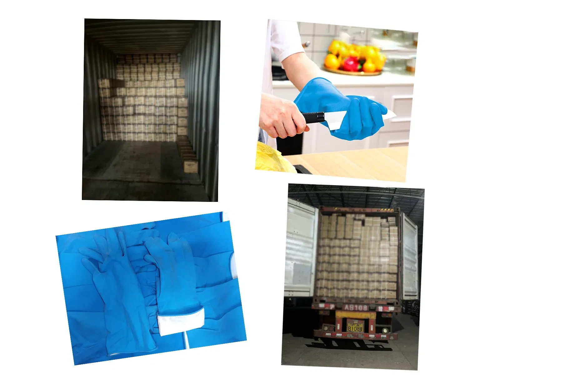 Rubber Gloves Large, Cleaning Gloves, Flocked Lining, Blue Gloves