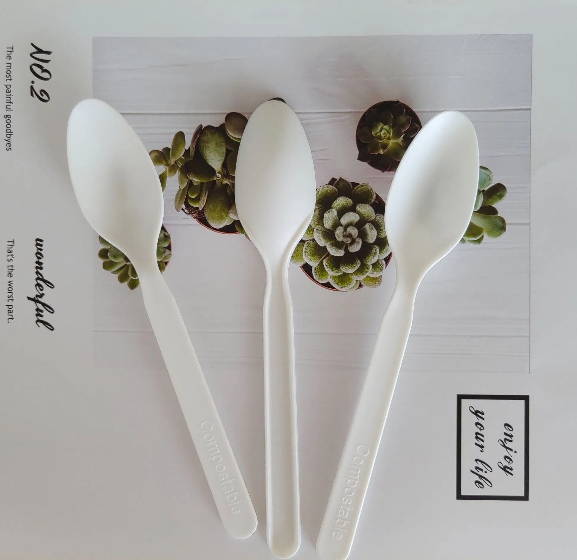 Disposable 100% Eco Friendly Cpla Eco Compostable Spoons Forks Knives Cutlery