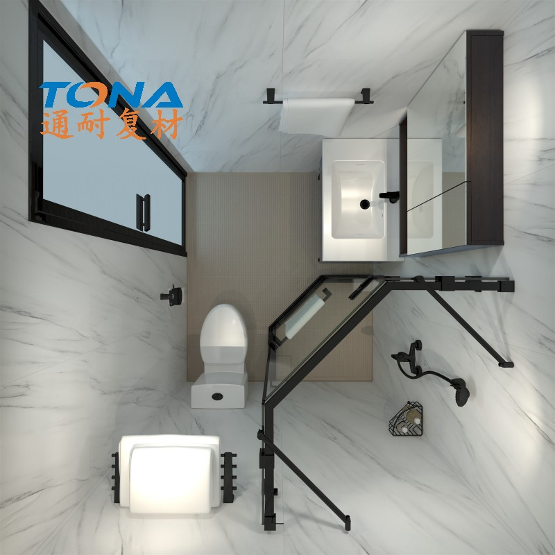 Hubei Tongna Hotel's Prefabricated Bathroom - Antibacterial and Easy-to-Clean SMC