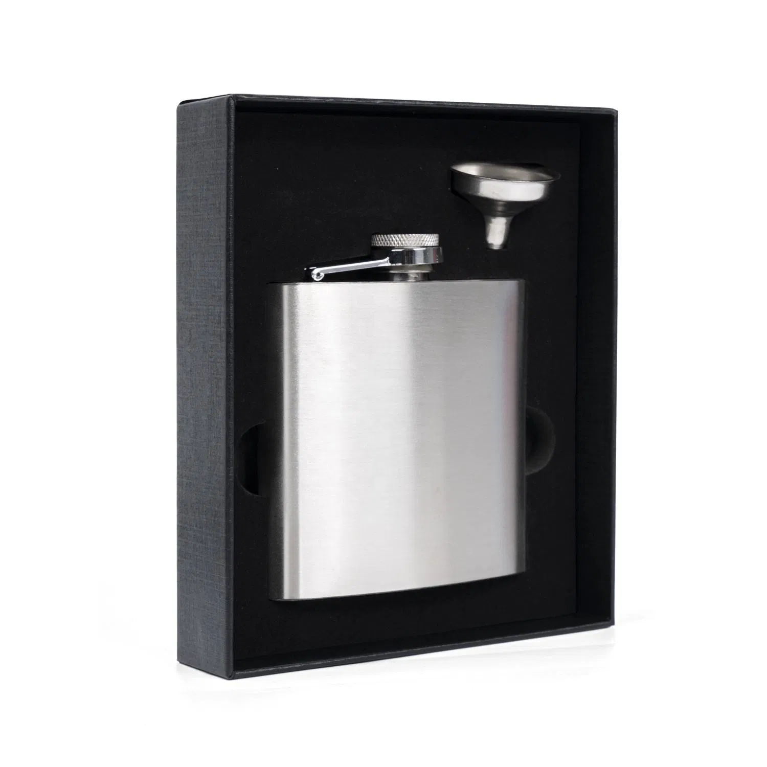 Stainless Steel Hip Flasks Whiskey Matte Black Hip Flask Gift Set 8 Oz Leather Round Hip Flask for Liquor