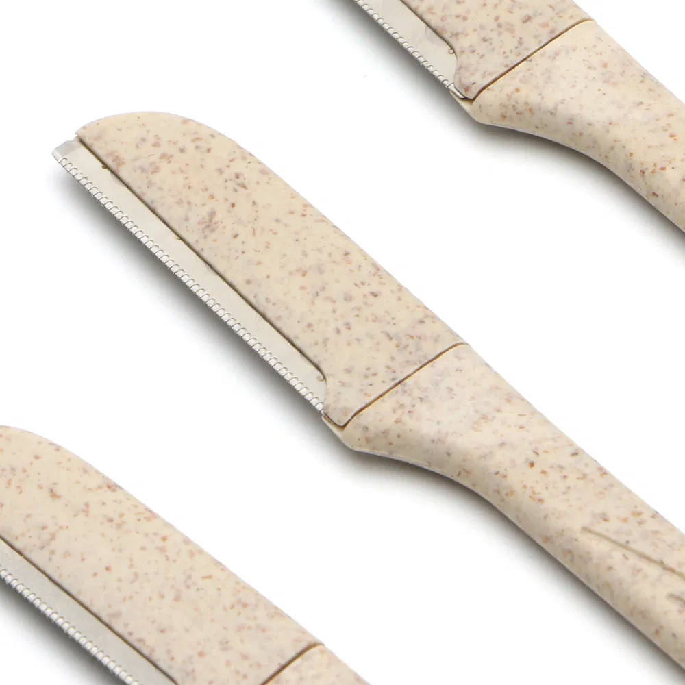 Eco Friendly Eyebrow Razor Women′ S Shaving Touch-up Multipurpose Exfoliating Dermaplaning Tool, and Wheat Straw Plastic Facial Razor