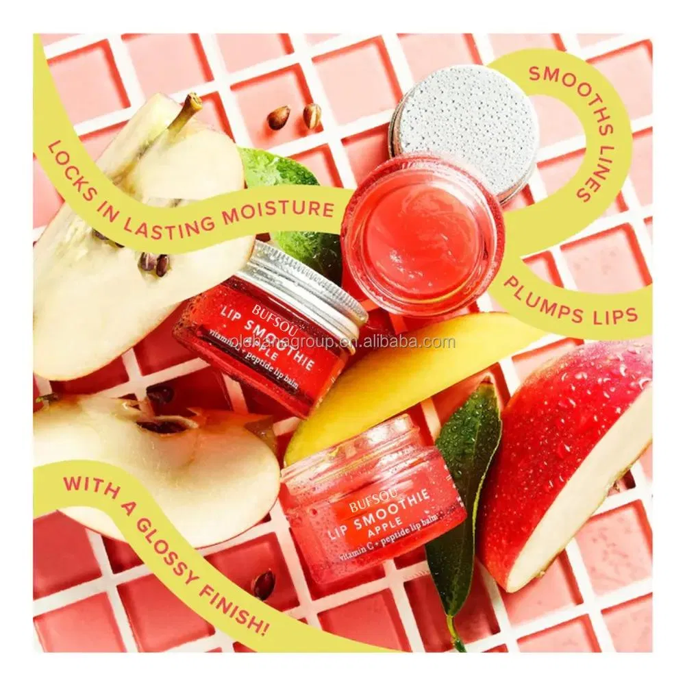 Private Label 100% Natural Organic Lightweight Apple Lip Smoothie Vitamin C Peptide Hydrate Glossy All Day Moisturize Lip Balm