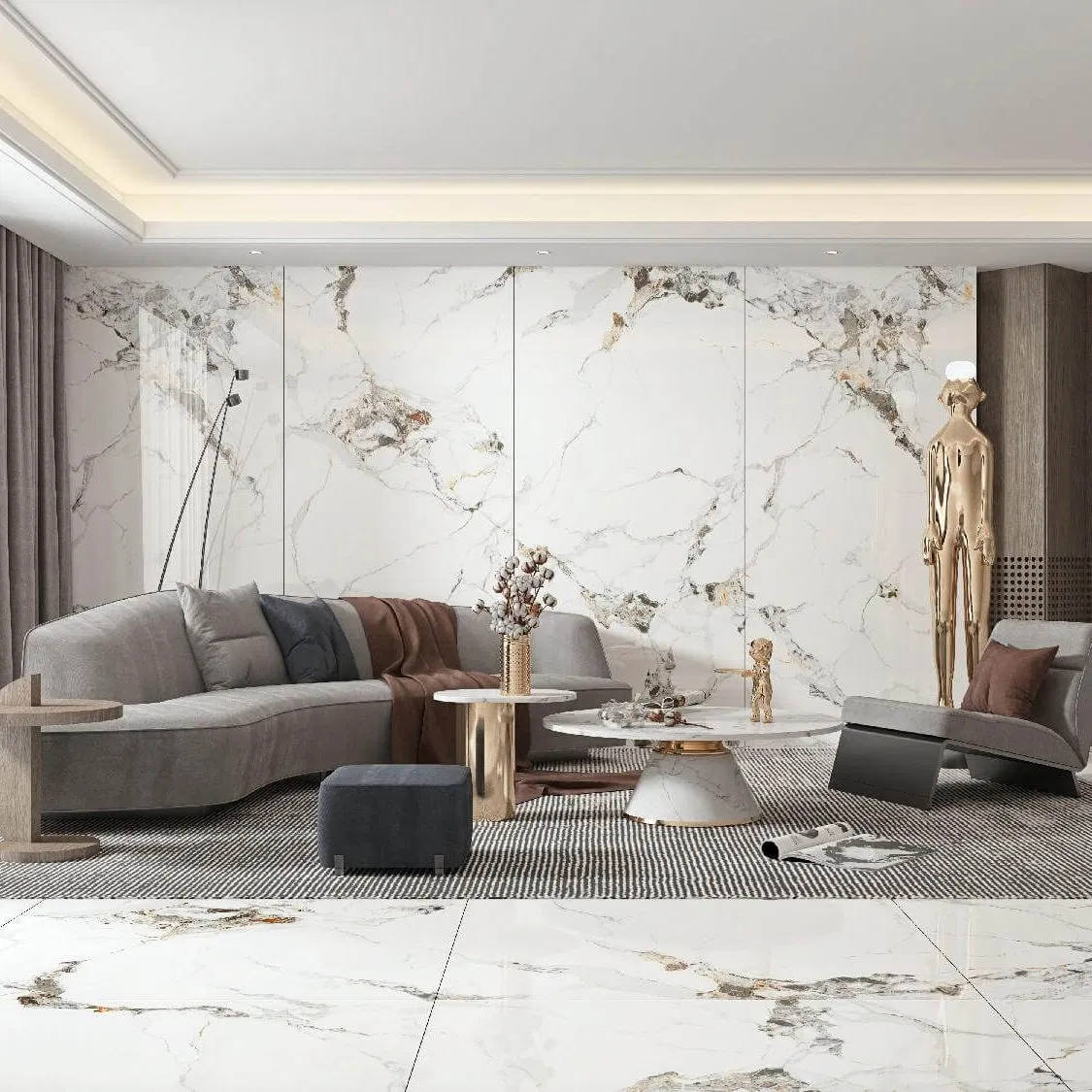 Sintered Stone Marble Porcelain Tiles 1200*2400mm Flooring Wall Tiles for Understated Elegance in Bedrooms