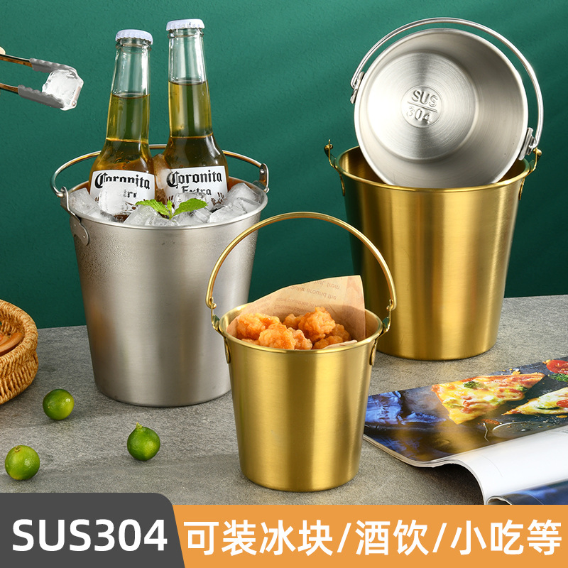 Luxury 0.7/1L Stainless Steel Ice Bucket Bar for Wine Chiller Container Handle Minimalist Design Brand Factory Direct