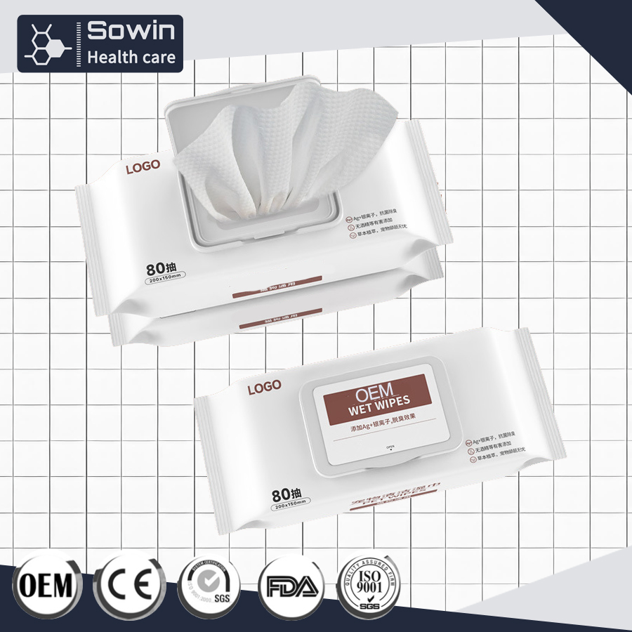 Manufacture Custom Flushable Premium Non-Woven Antiphlogistic Toilet Wet Wipes