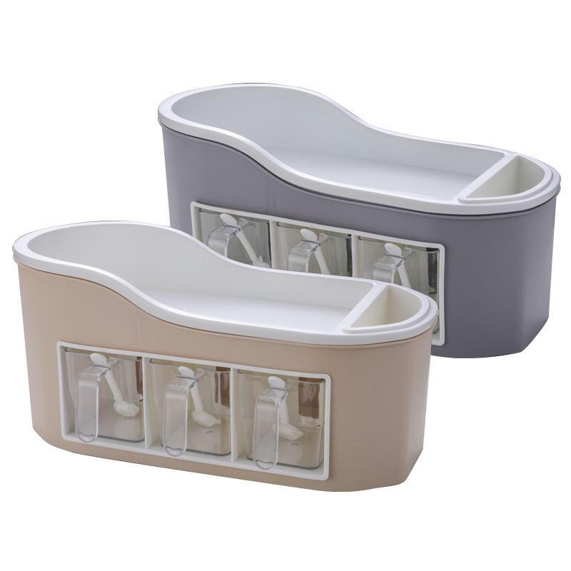 Plastic Seasoning Condiment Transparent Storage Box Set Mi22691