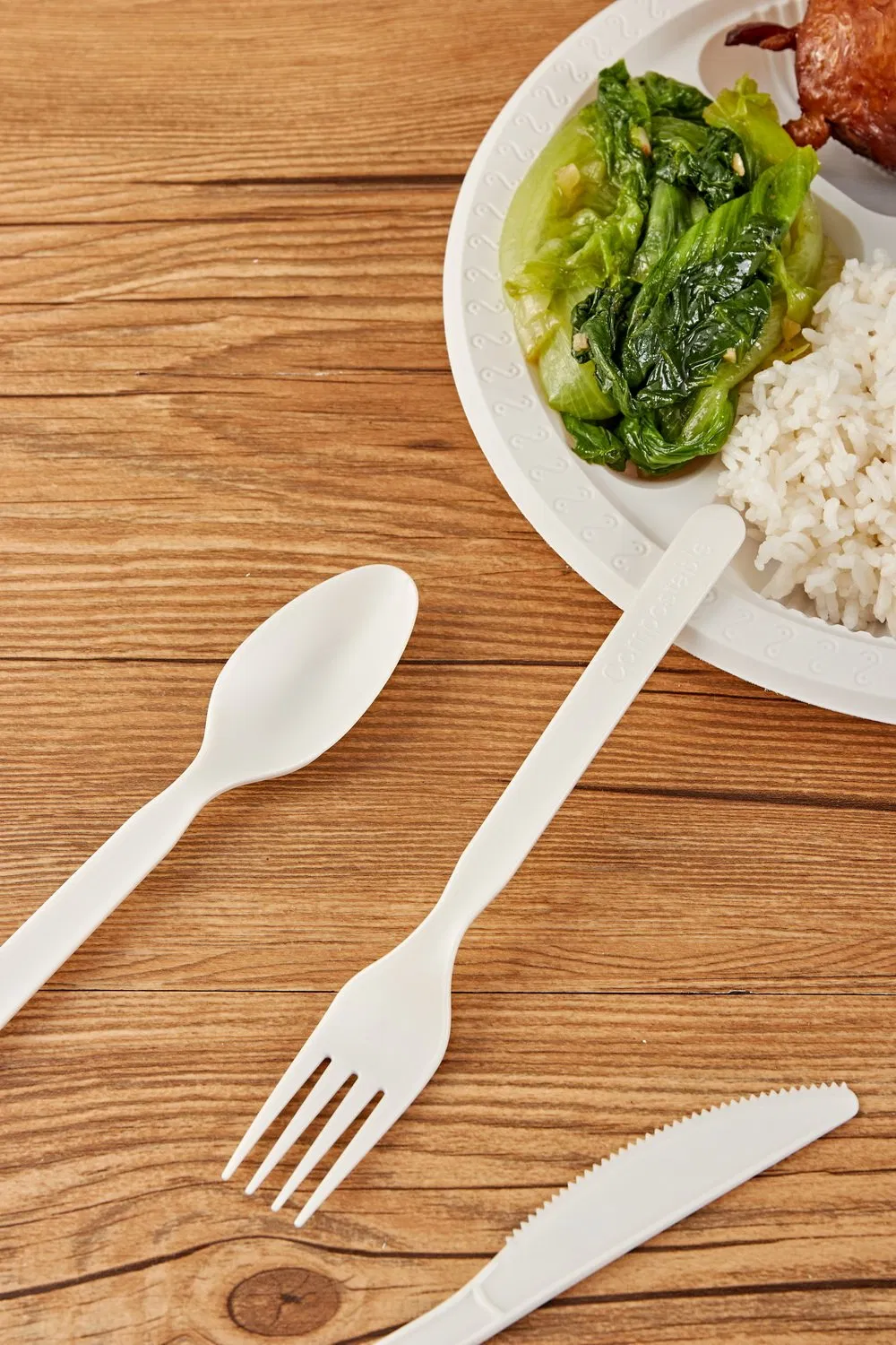 China Factory Supply Eco Hot-Sale 7 Inch Cpla Disposable Knife Fork Spoon Compostable Cutlery