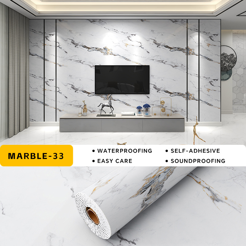 Hot Selling Chinese Style Waterproof Marble Design PVC Wallpaper for Home Decor