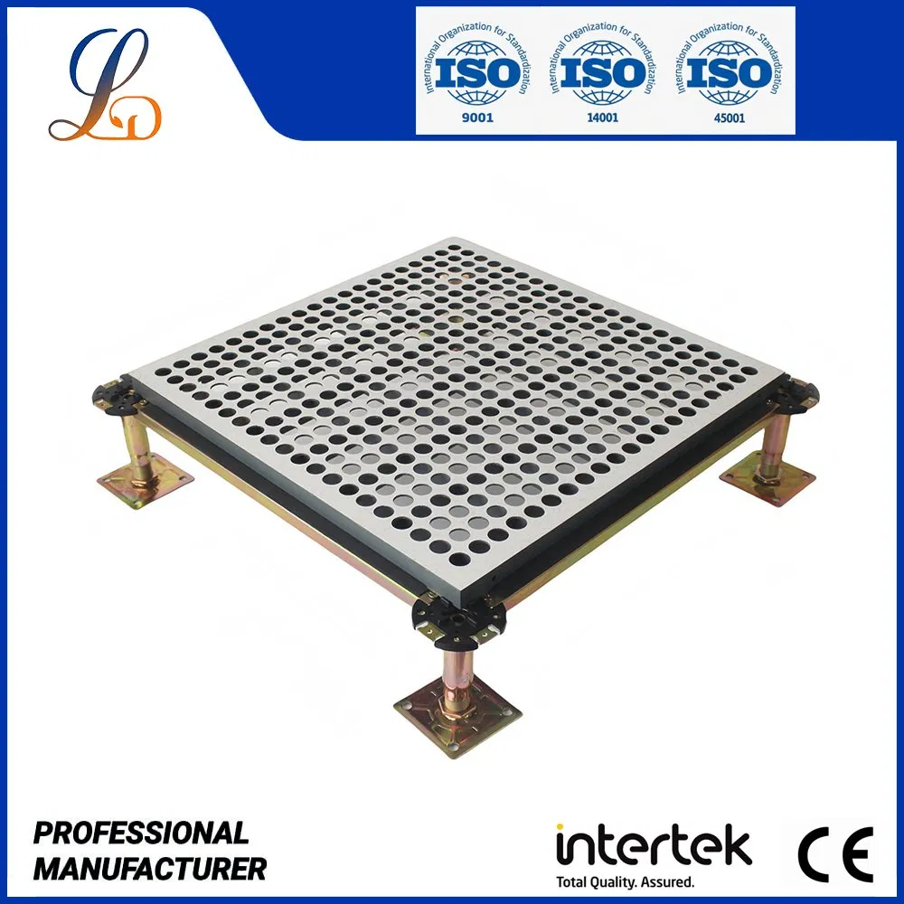 600X600mm Steel Anti-Static Raised Floor 1200kg Load 35% Airflow for Data Center